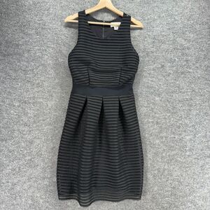 Isani Dress Women M Medium Black Striped Sheath Midi Lined Zipper Sleeveless